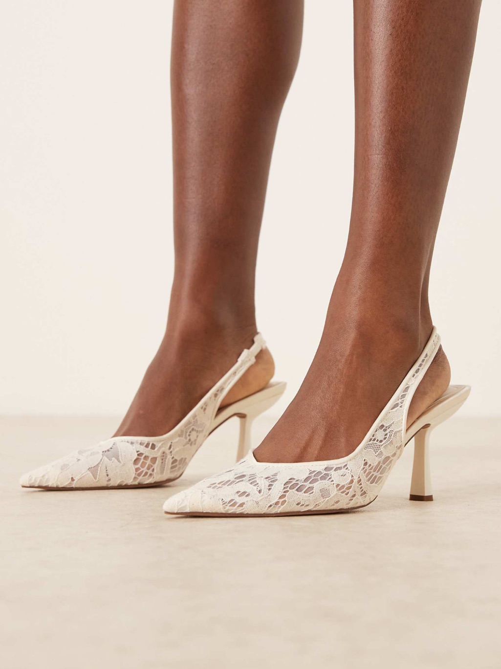 Never Worn Asos Ivory Lace Slingback Pointed Heels